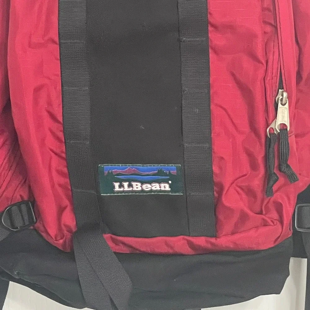LL Bean Backpack‎ Hiking Camping Daypack Red Black Travel Bag Outdoor Mountain